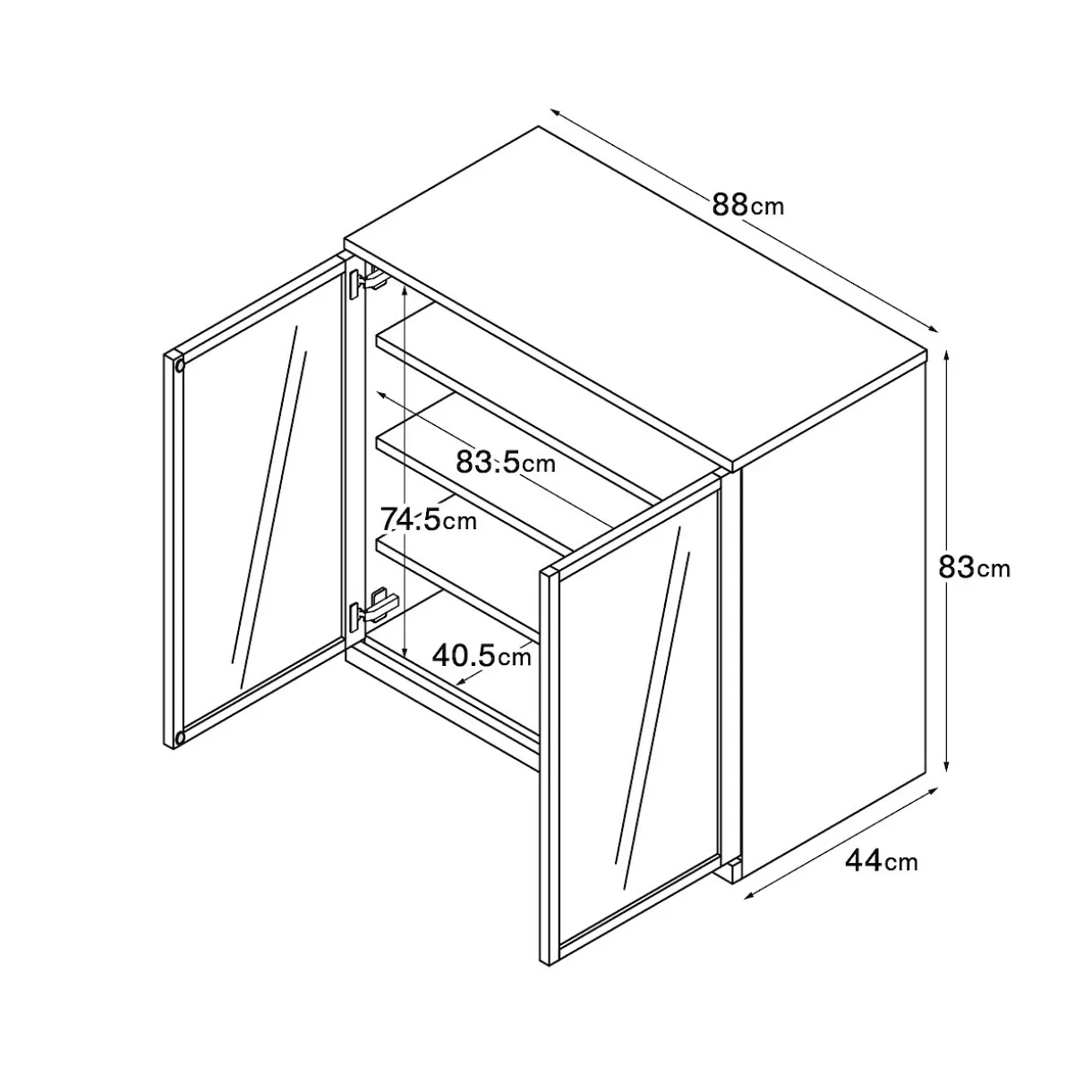 Armoire en noyer avec portes en verre