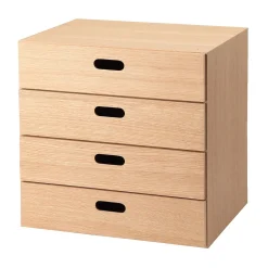 Bloc‐tiroir en chêne ‐ 4 tiroirs horizontaux (Dont Eco‐part. 0,82 €)