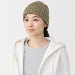 Bonnet unisexe en laine côtelée antidémangeaisons