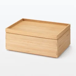 Boîte empilable en bambou, 26 x 18.5 x 8.5 cm