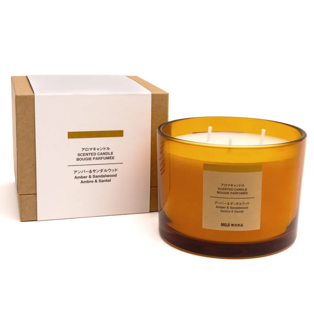 Bougie 3 mèche ambre et bois de santal