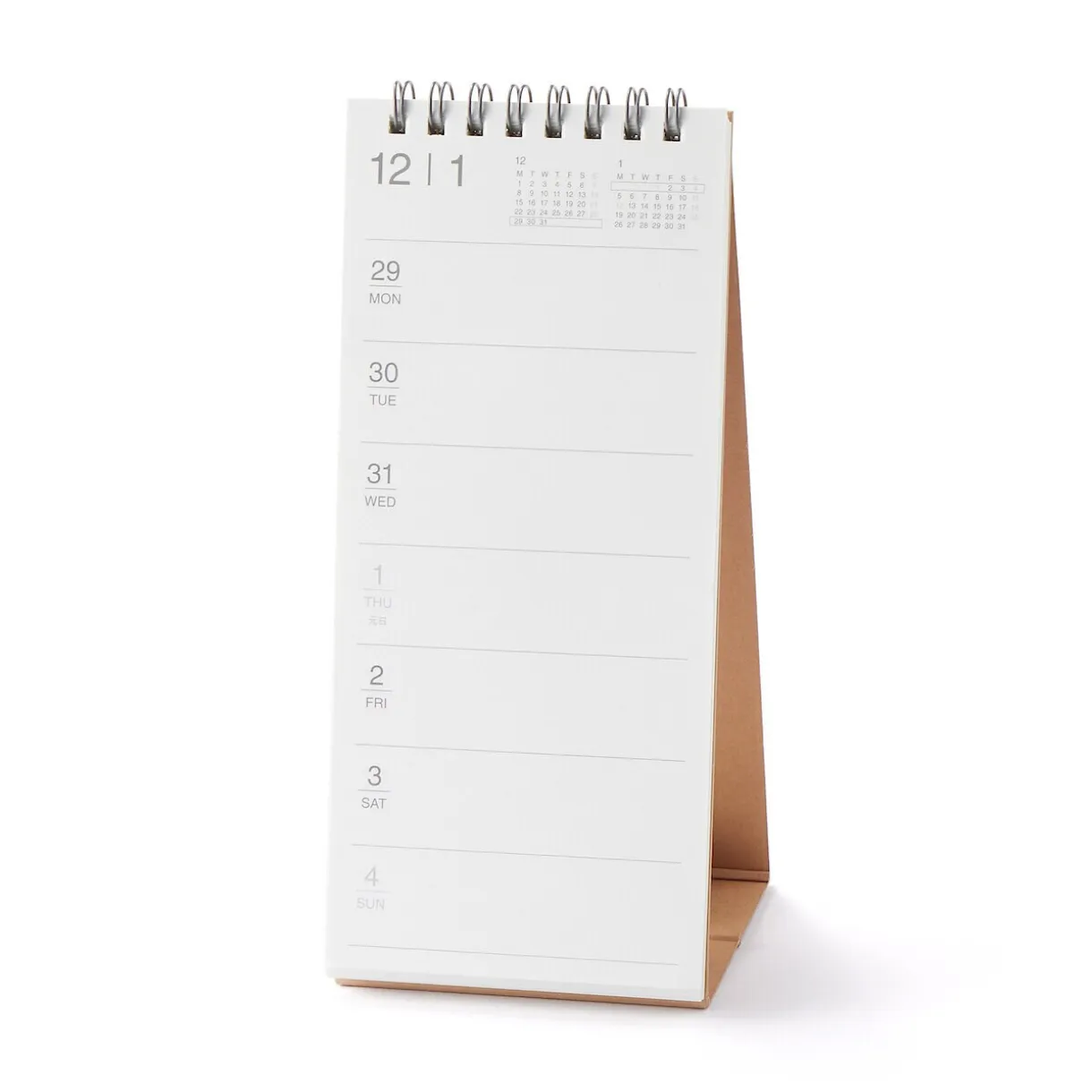 Calendrier de bureau hebdomadaire vertical 2026