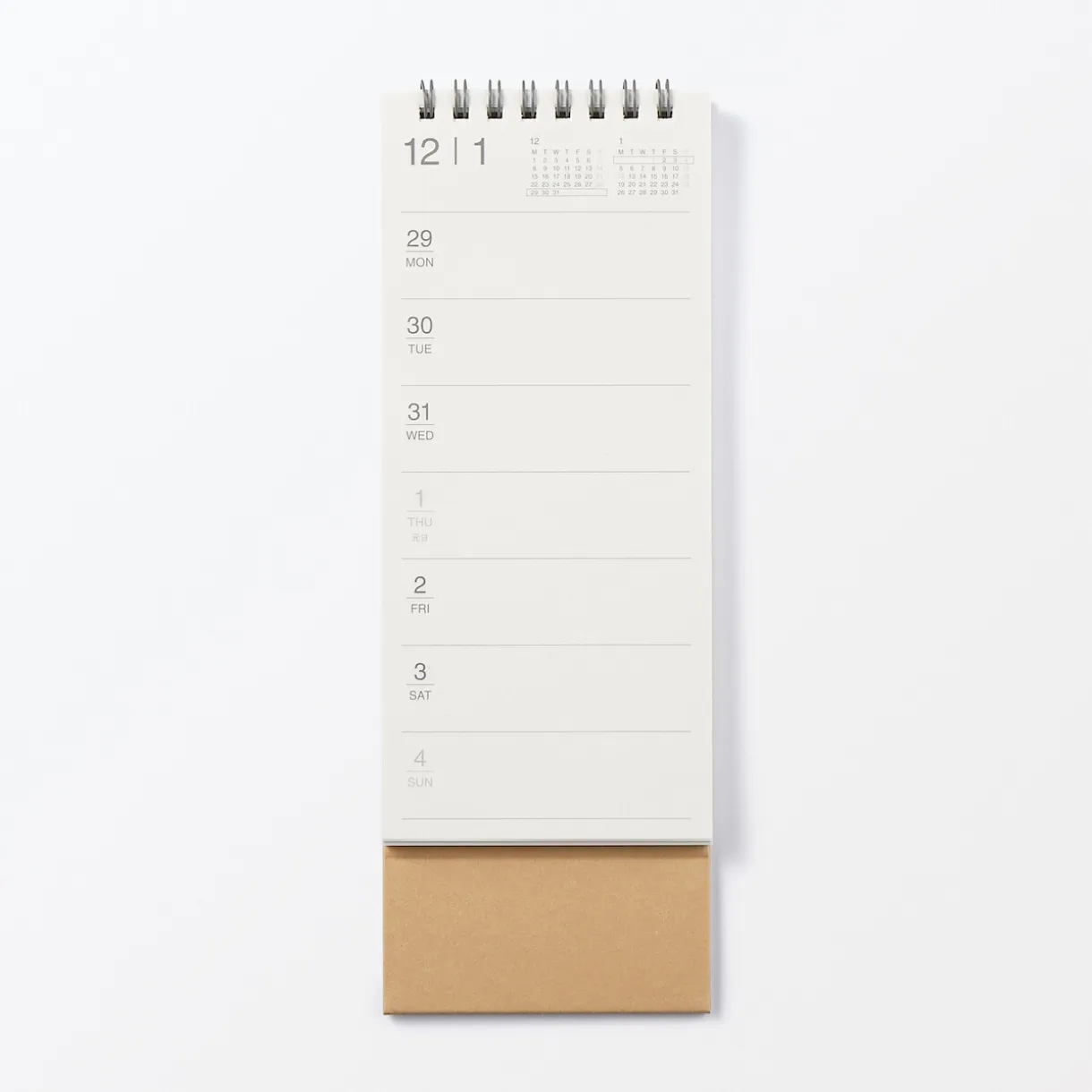 Calendrier de bureau hebdomadaire vertical 2026