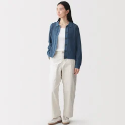 Cardigan à col en tricot de coton mélangé pour femme