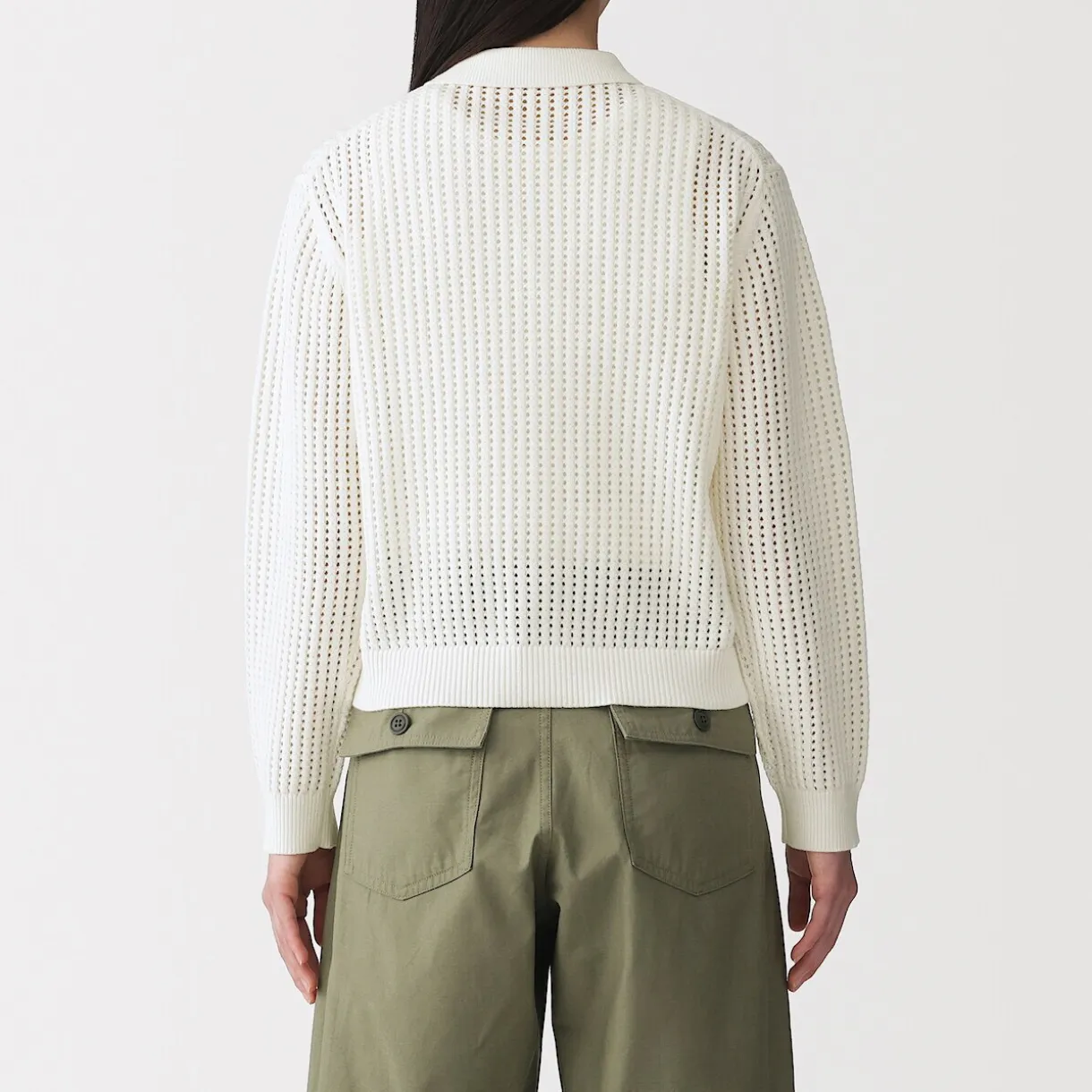 Cardigan à col en tricot de coton mélangé pour femme