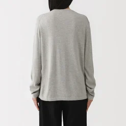 Cardigan à col ras du cou en mélange de fibres de soja pour femme