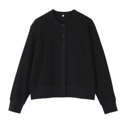 Cardigan à col ras du cou en coton biologique tricoté et gaufré pour femme