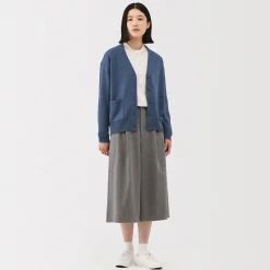 Cardigan avec col en V en maille moyenne pour femme