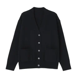 Cardigan avec col en V en maille moyenne pour femme