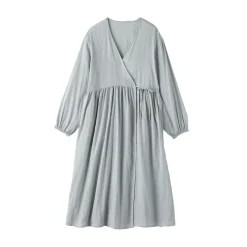 Cardigan long en double gaze à pois dobby pour femme