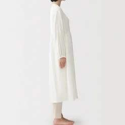 Cardigan long en double gaze à pois dobby pour femme