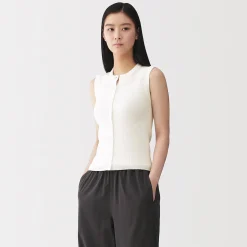 Cardigan sans manches en coton biologique hautement torsadé pour femme