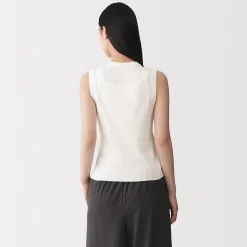 Cardigan sans manches en coton biologique hautement torsadé pour femme