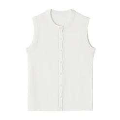 Cardigan sans manches en coton biologique hautement torsadé pour femme
