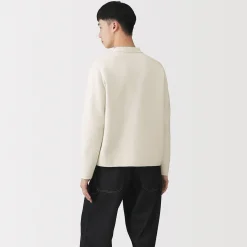 Cardigan zippé à col en maille côtelée Milano de coton pour homme