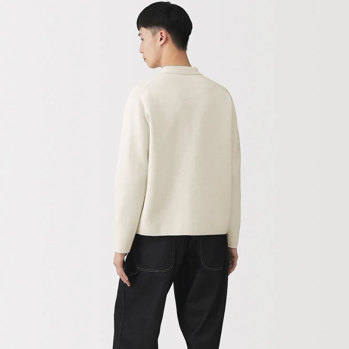 Cardigan zippé à col en maille côtelée Milano de coton pour homme