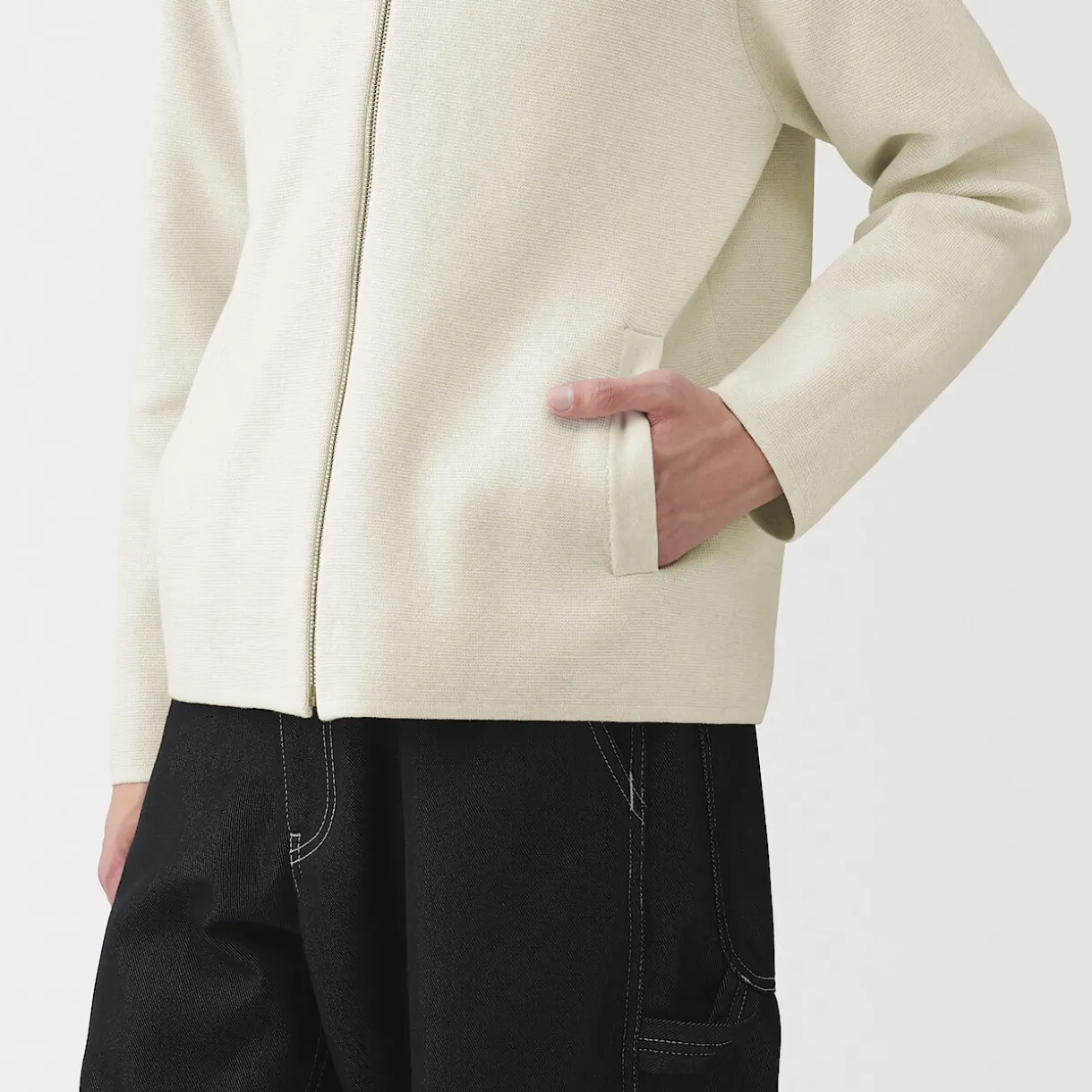 Cardigan zippé à col en maille côtelée Milano de coton pour homme