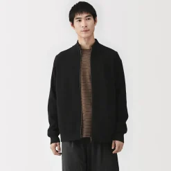 Cardigan zippé et côtelé en mélange de coton pour homme