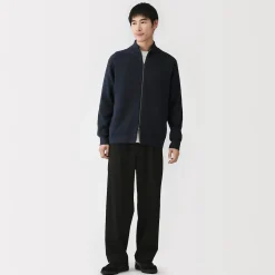 Cardigan zippé et côtelé en mélange de coton pour homme