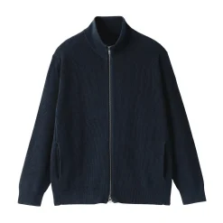 Cardigan zippé et côtelé en mélange de coton pour homme