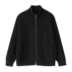 Cardigan zippé et côtelé en mélange de coton pour homme