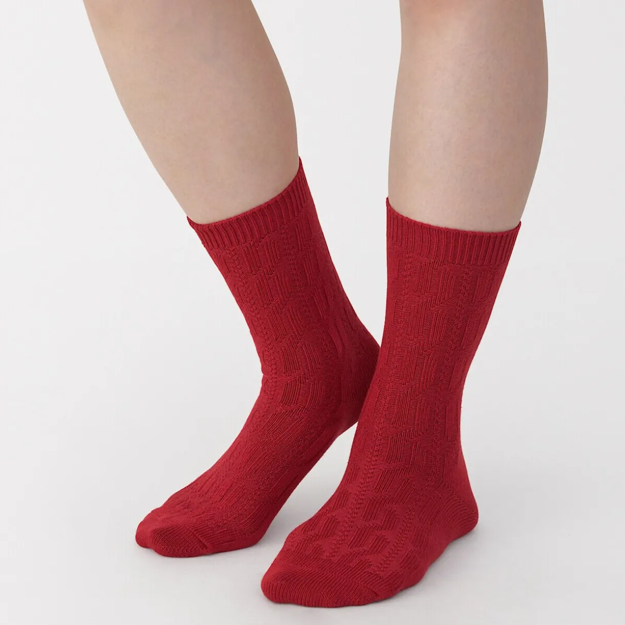 Chaussettes en maille torsadée à angle droit