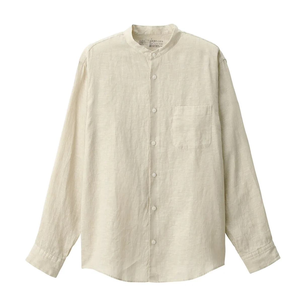 Chemise à col mao en lin lavé pour homme