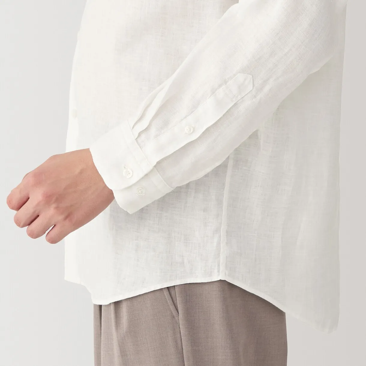 Chemise à col mao en lin lavé pour homme