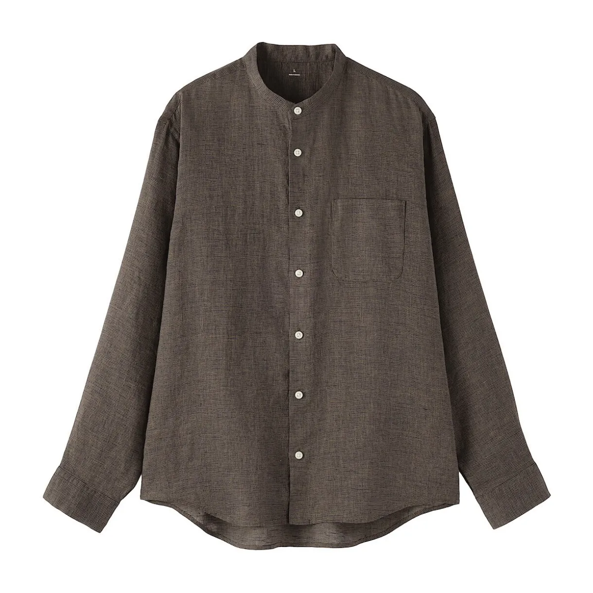 Chemise à col mao en lin lavé pour homme