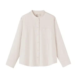 Chemise à col montant en flanelle brossée double femme