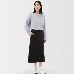 Chemise à col montant en flanelle brossée double femme