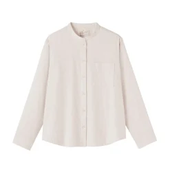 Chemise à col montant en flanelle brossée double femme