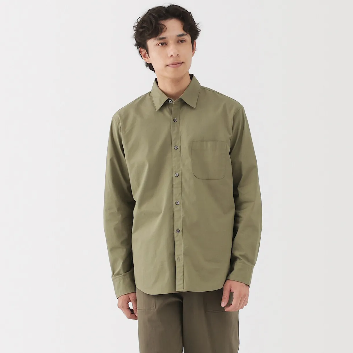 Chemise à manches longues en coton lavé homme