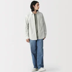 Chemise à manches longues en coton lavé homme