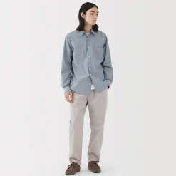 Chemise à manches longues en coton lavé homme