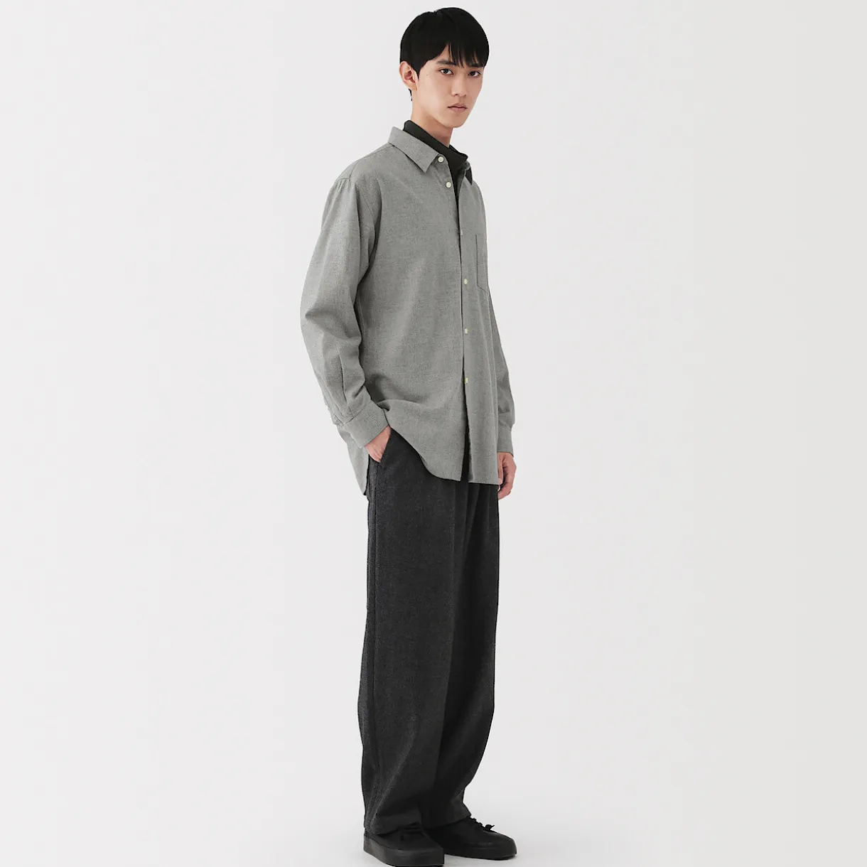 Chemise en coton brossé pour homme