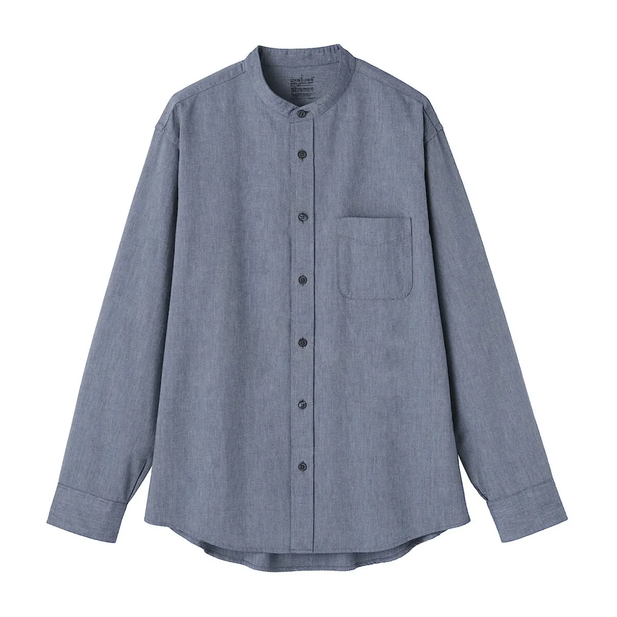 Chemise en coton Oxford lavé col officier pour homme