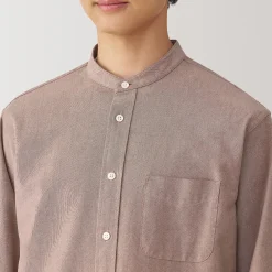 Chemise en coton Oxford lavé col officier homme