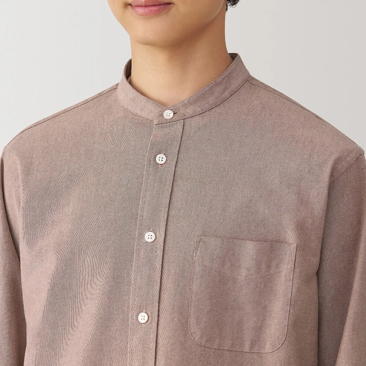 Chemise en coton Oxford lavé col officier homme