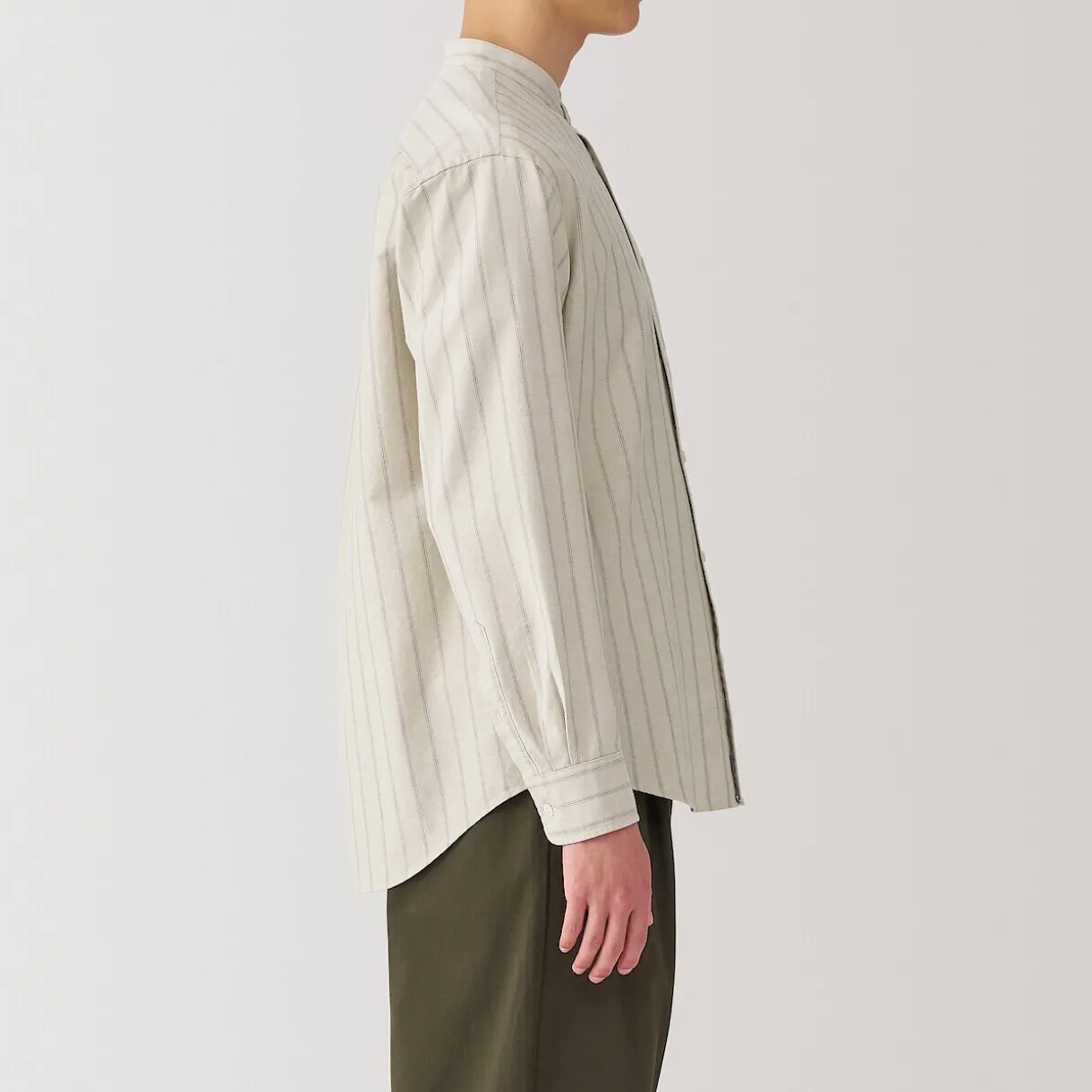 Chemise en coton Oxford lavé col officier homme