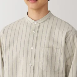 Chemise en coton Oxford lavé col officier homme
