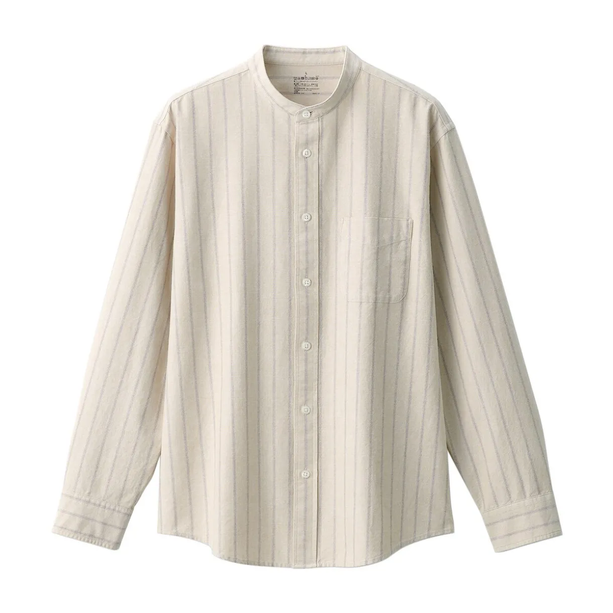 Chemise en coton Oxford lavé col officier homme