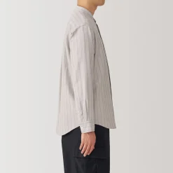 Chemise en coton Oxford lavé col officier homme