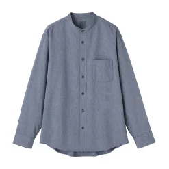Chemise en coton Oxford lavé col officier pour homme