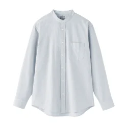 Chemise en coton Oxford lavé col officier pour homme