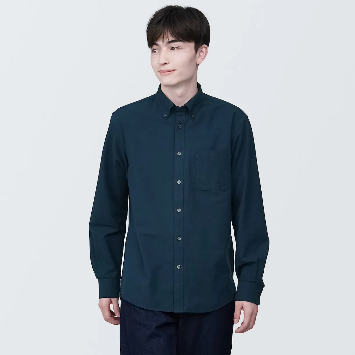 Chemise en coton Oxford lavé col boutonné homme