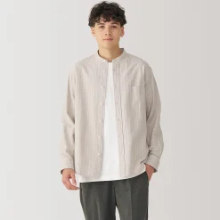 Chemise en coton Oxford lavé col officier pour homme…