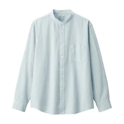 Chemise en coton Oxford lavé col officier pour homme…
