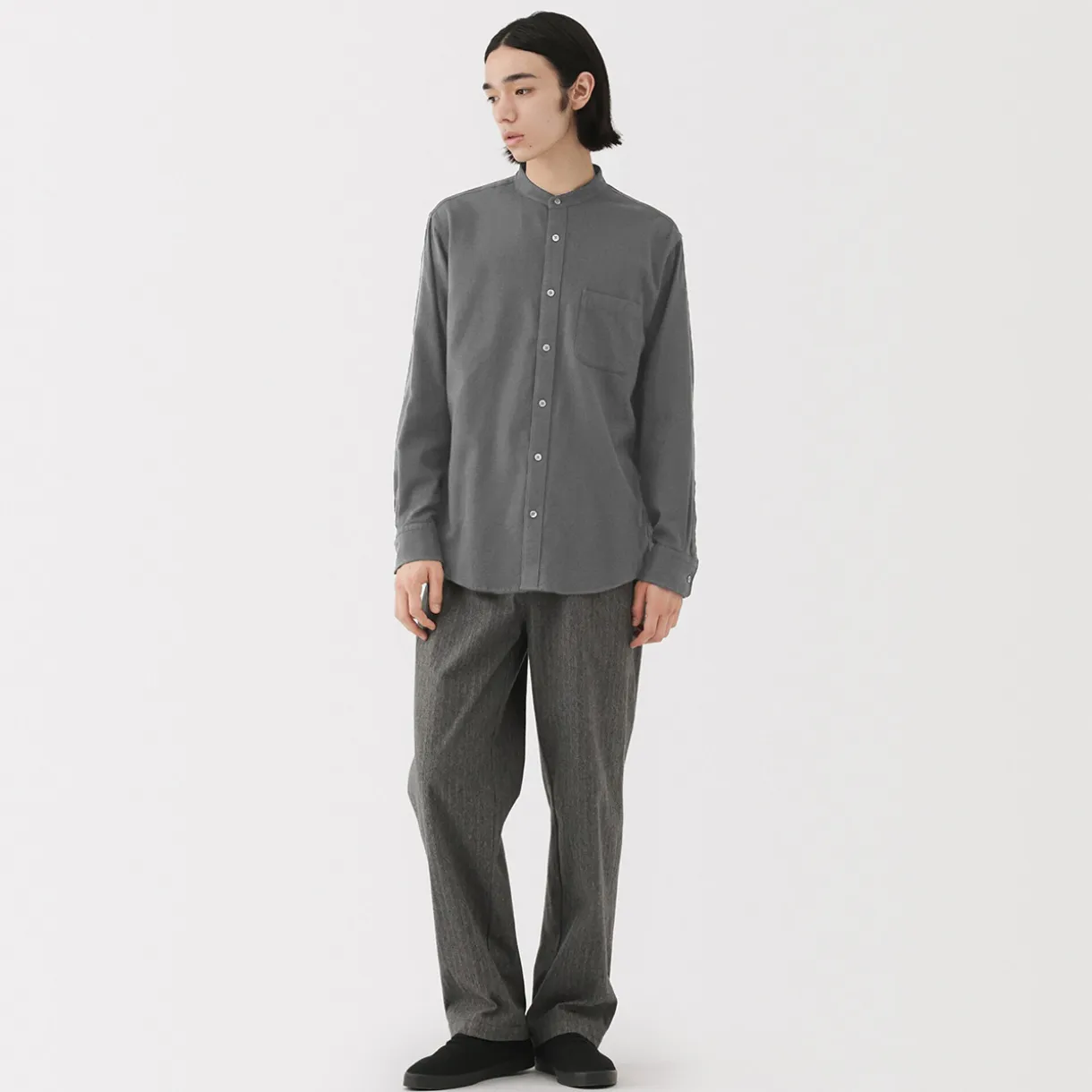 Chemise en flanelle col officier pour homme