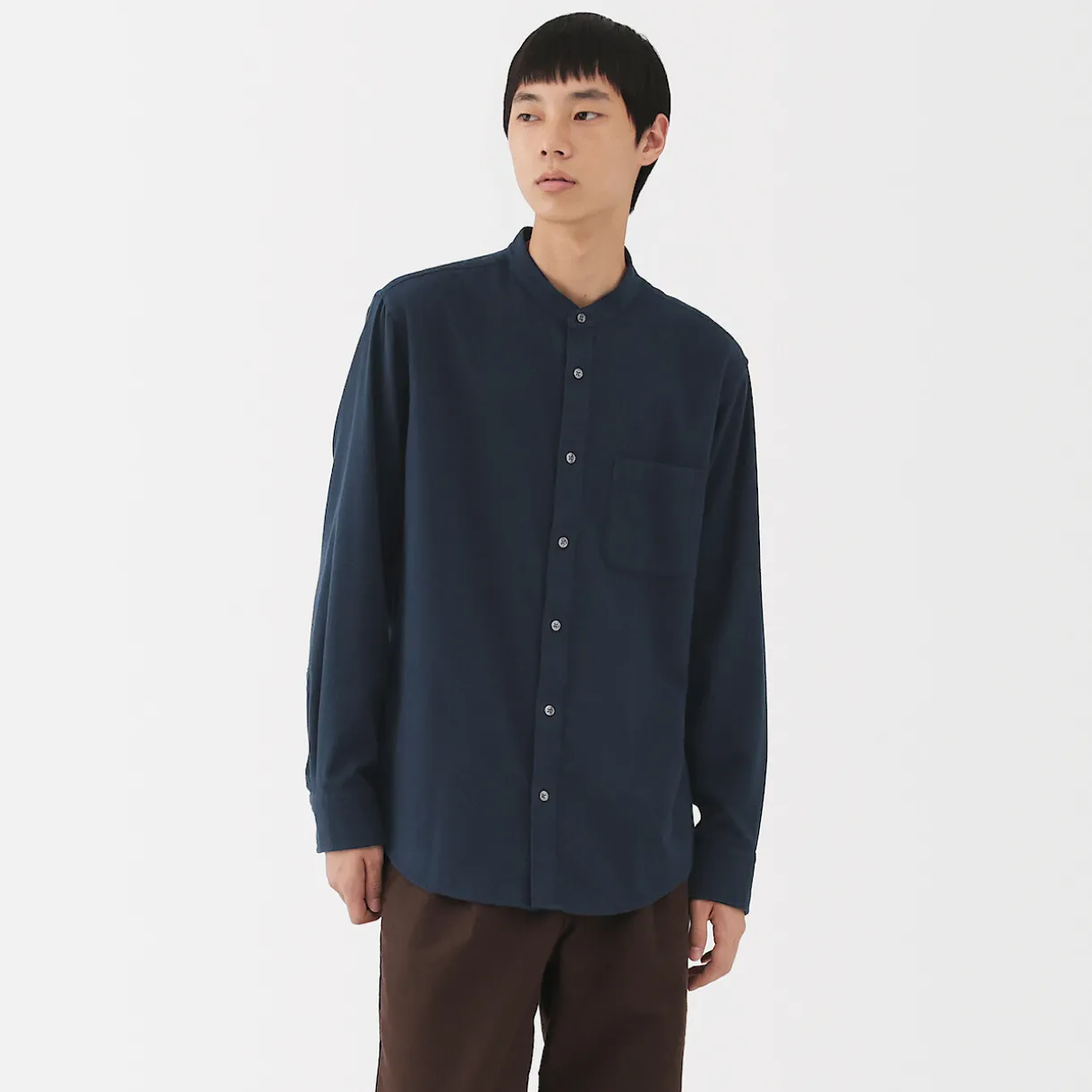 Chemise en flanelle col officier pour homme